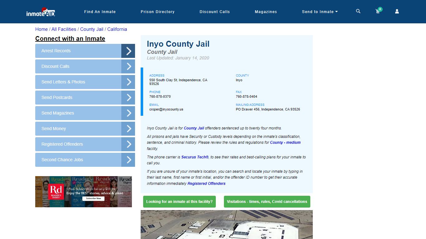 Inyo County Jail - Inmate Locator - Independence, CA